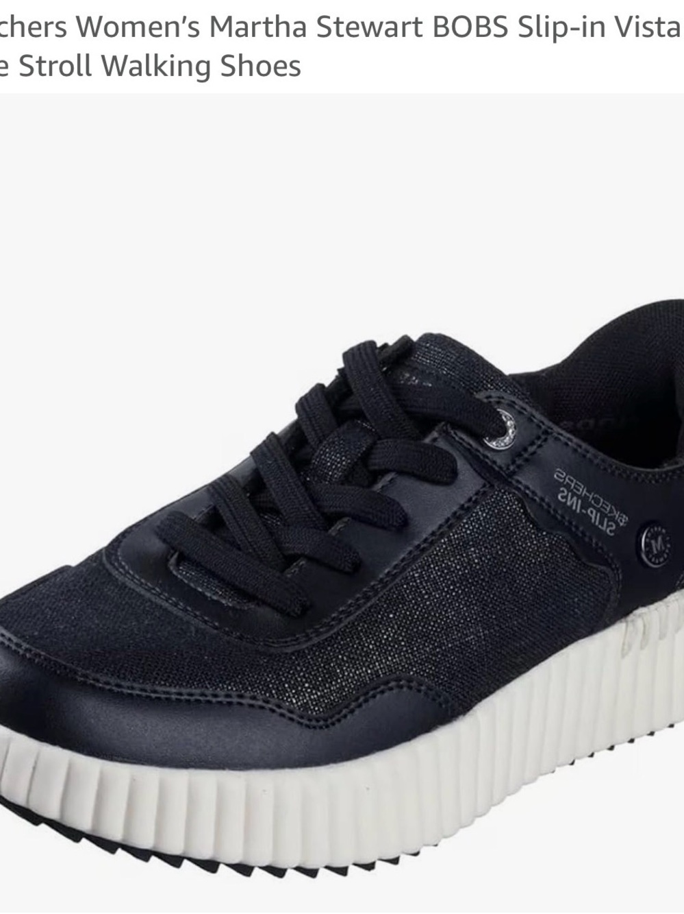 Martha Stewart Black Lace-Up Platform Walking Sneakers Slip-Ins